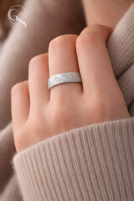 Handgefertigter Panorama Ring aus massivem 999er Silber – Unisex Schmuck von Gipfelschimmer