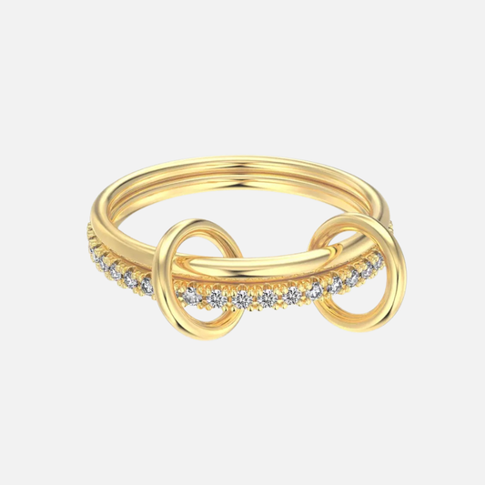 Damen Ring Gipfelkreis mit Ring-im-Ring-Design und Verbindungselementen