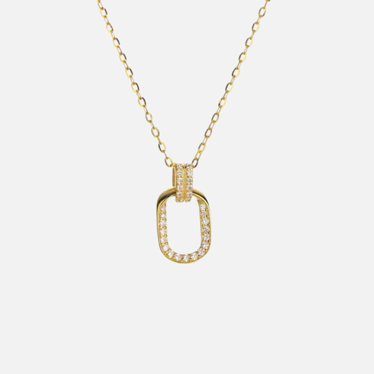 Damen Halskette Gipfelband mit ovalem Glieder Anhänger