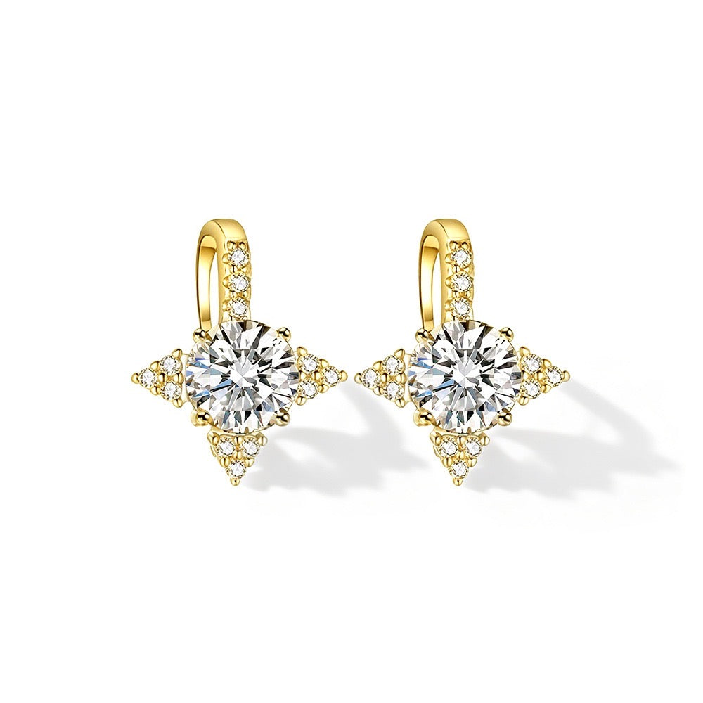 Elegante Moissanit Ohrringe Bergfunke in Gold aus 925 Sterling Silber