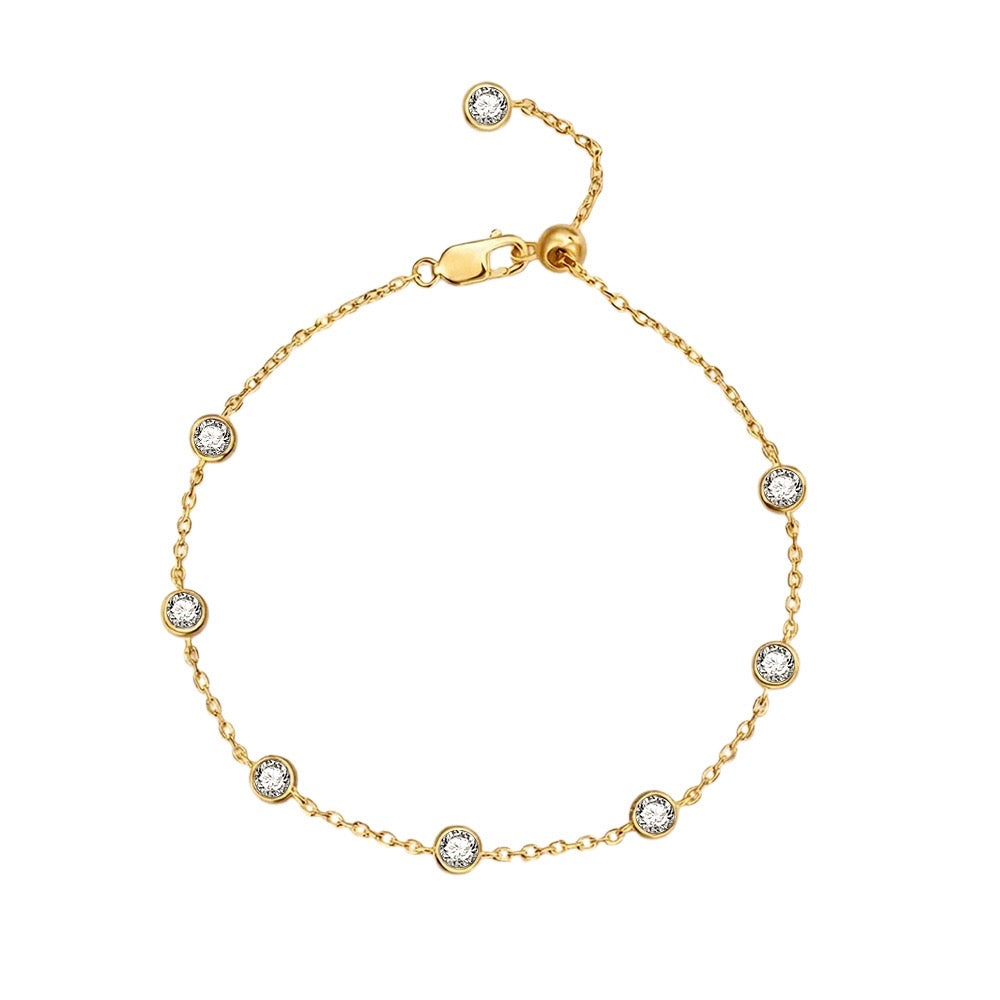 Vergoldetes Moissanit Armband aus 925 Silber mit filigranem Design