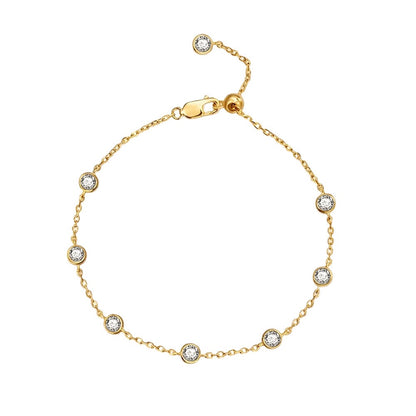 Vergoldetes Moissanit Armband aus 925 Silber mit filigranem Design