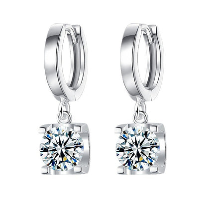 Morgenlicht Moissanit Creolen aus 925 Silber mit 1 CT Solitär