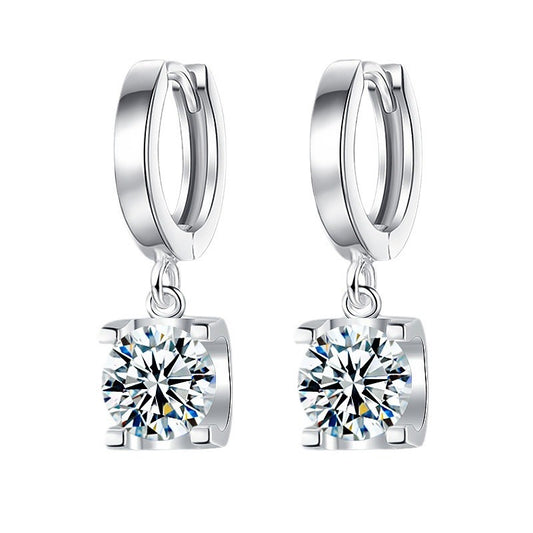 Morgenlicht Moissanit Creolen aus 925 Silber mit 1 CT Solitär