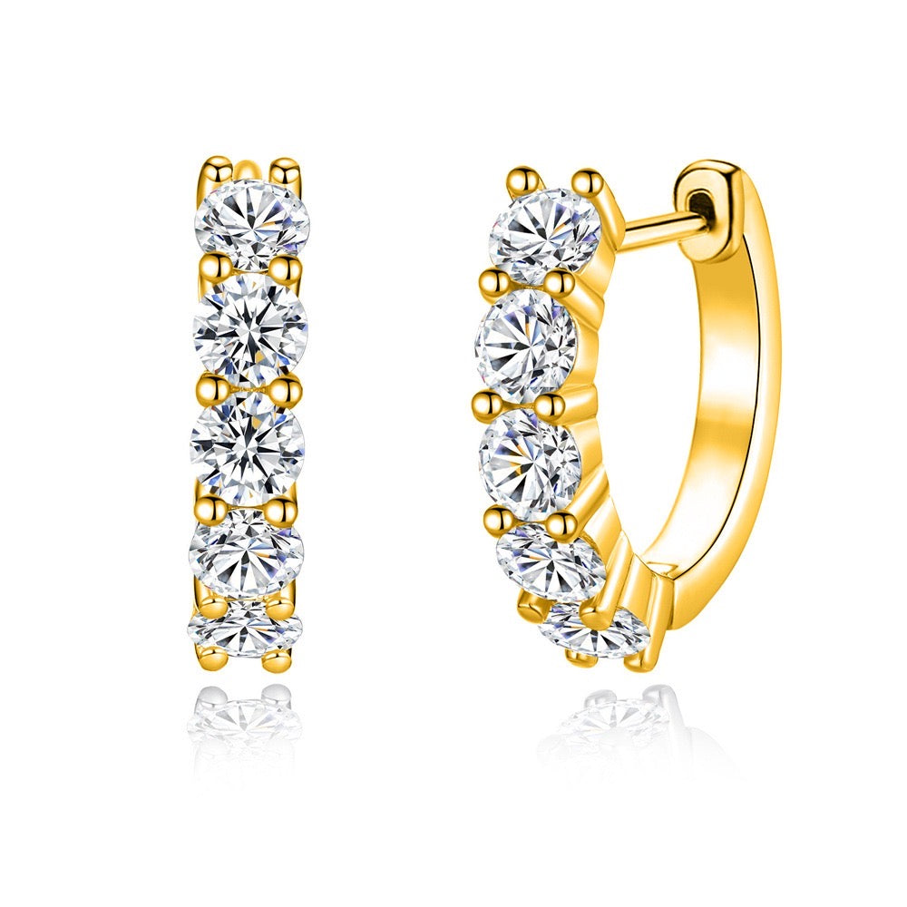 Vergoldete Creolen mit Moissanit-Steinen Gold Silber Rosé