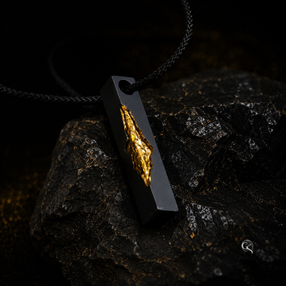 Massive Kette aus 999 Silber mit eingelassenem 999 Gold Inlay – 40 mm Anhänger